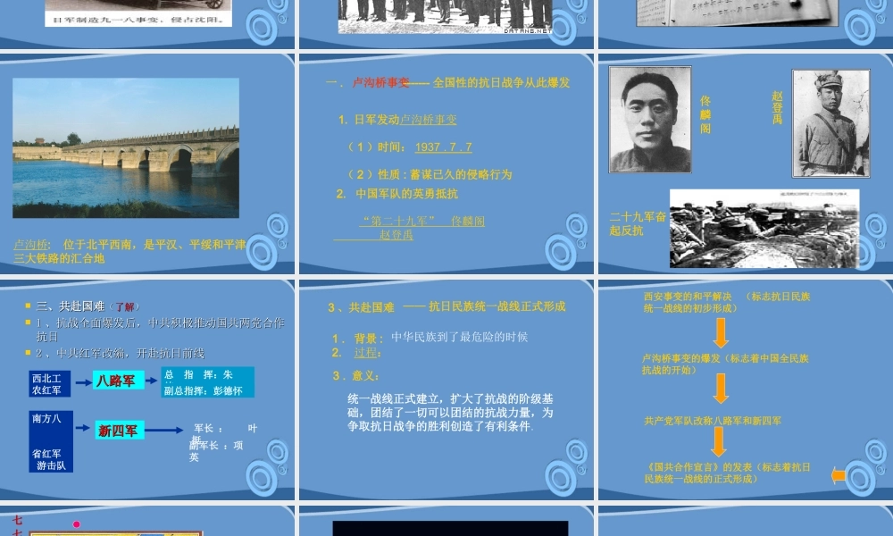 八年级历史上册 第18课(全民族抗战的兴起)课件  北师大版 课件