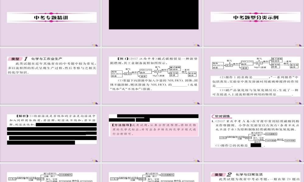 中考化学复习 第二编 重点题型突破篇 专题5 化学与生产、生活(精讲)课件
