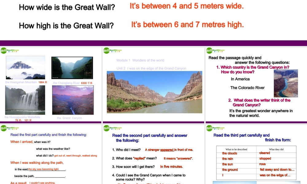 九年级英语 Module1 Unit2 I was on the edge of the Grand Canyon 课件 外研版 课件