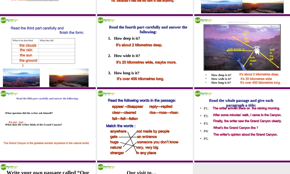 九年级英语 Module1 Unit2 I was on the edge of the Grand Canyon 课件 外研版 课件