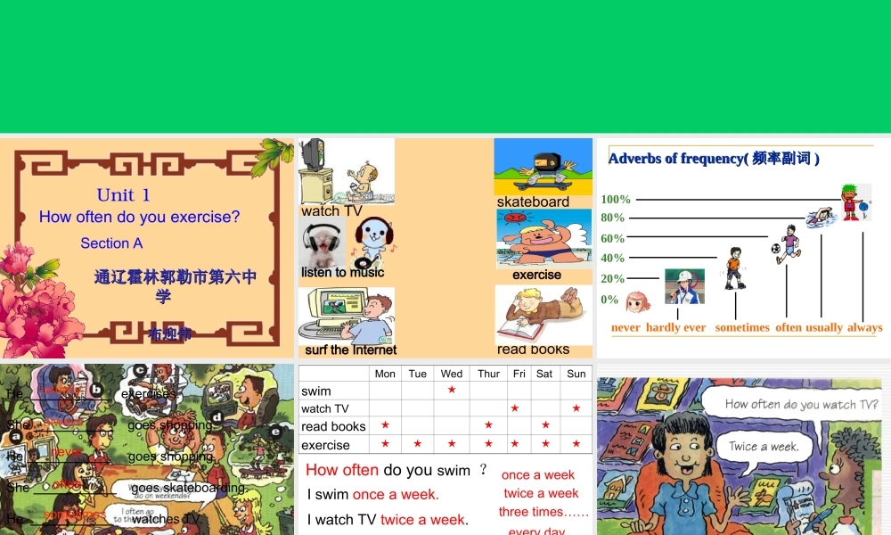 八年级英语上Unit 1How often do you exercise_课件人教版新目标 课件