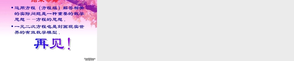 九年级数学上第二章 21花边有多宽 一元二次方程的概念精品课件 北师大版 课件