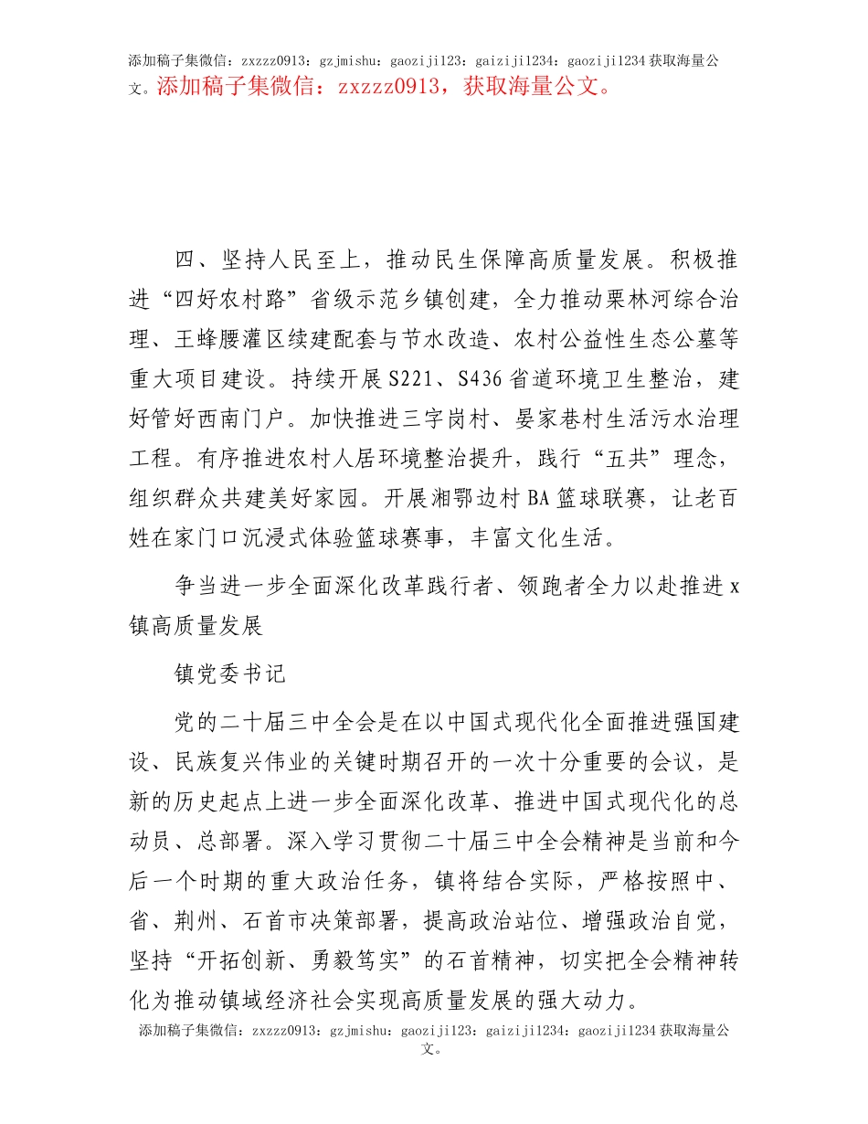 乡镇（办区）负责人学习二十届三中全会精神感悟汇编6篇_第3页