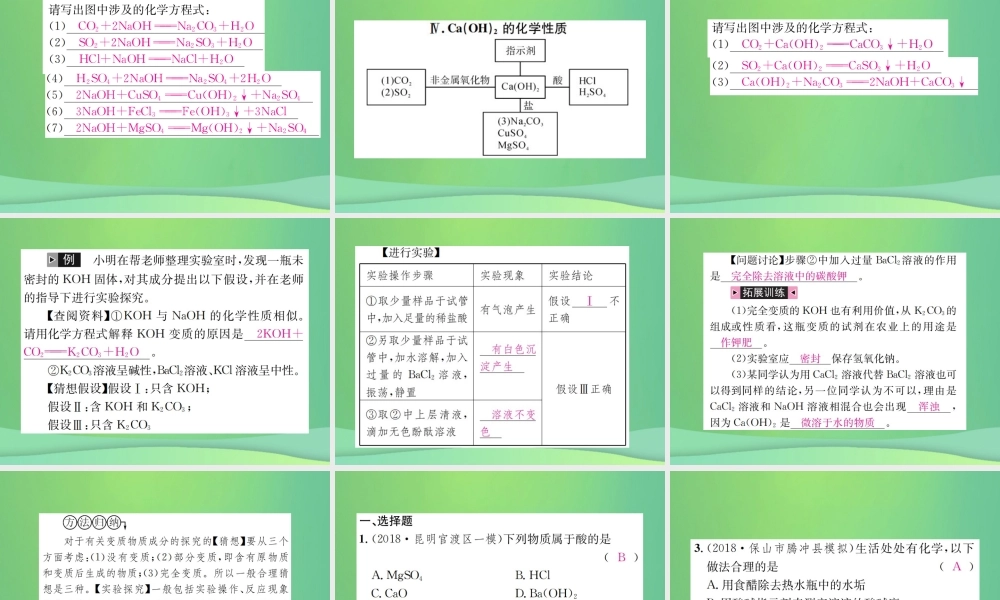 中考化学总复习 教材考点梳理 第十单元 酸和碱 课时1 常见的酸和碱课件