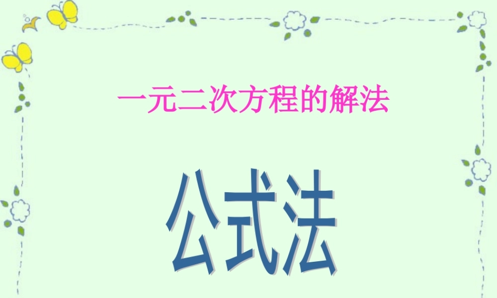 初三数学一元二次方程公式法 新课标 人教版 课件