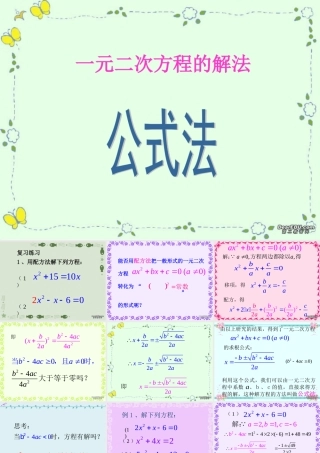 初三数学一元二次方程公式法 新课标 人教版 课件
