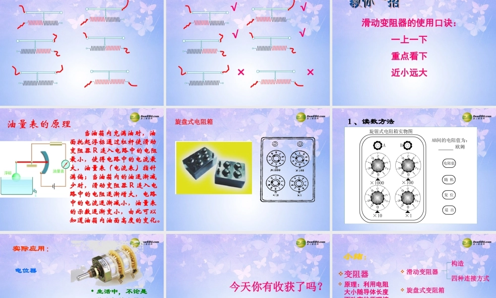 九年级物理上册(142 变阻器)课件 苏科版 课件