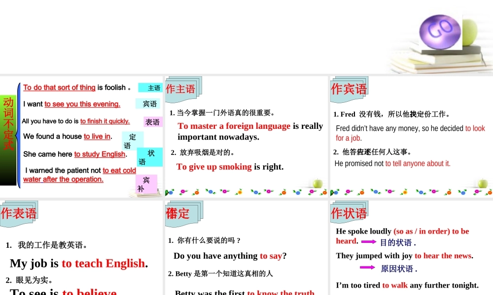 山东省阳信一中高三英语语法专项复习 动词不定式 1课件