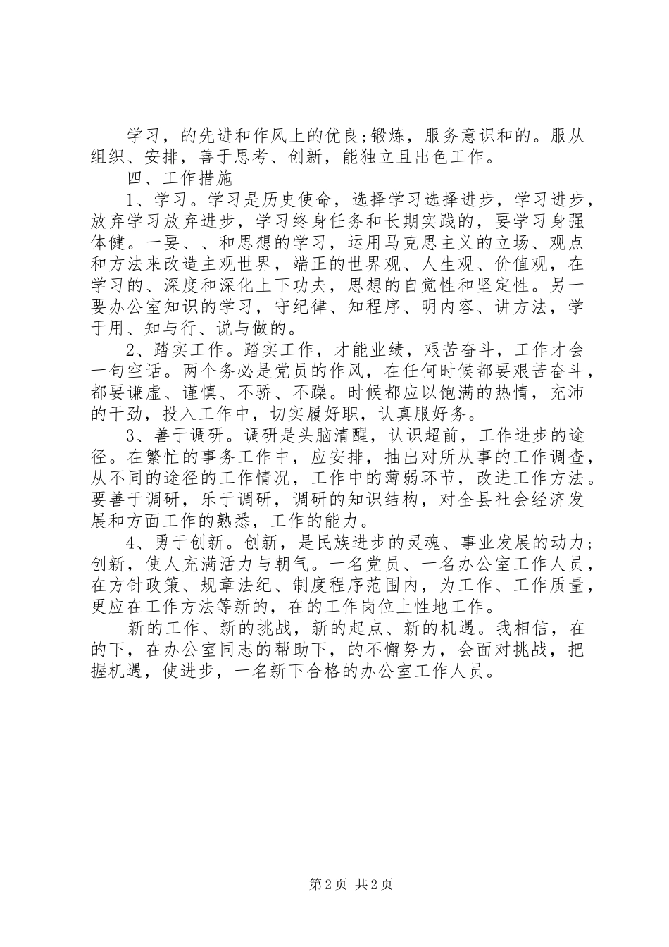 政府新岗位个人工作计划_第2页