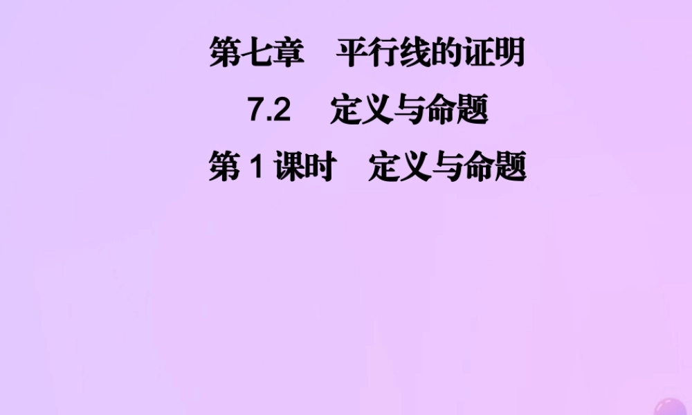 八年级数学上册 第七章 平行线的证明 7.2 定义与命题 第1课时 定义与命题习题课件 (新版)北师大版 课件