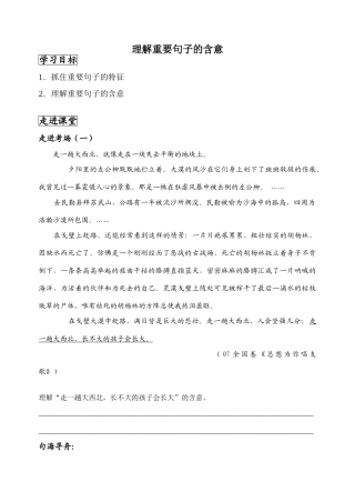 学案 高三语文高考现代文阅读 理解重要句子的含意课件 高三语文高考现代文阅读 理解重要句子的含意课件