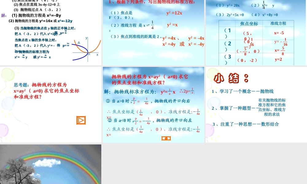 数学选修1-1-抛物线及其标准方程(1)-1
