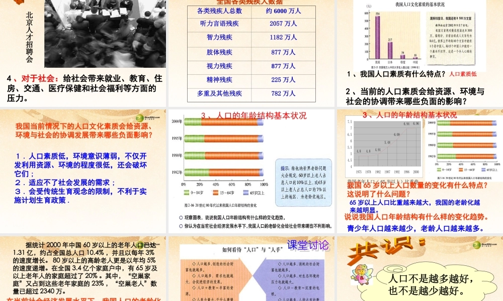 九年级历史与社会全册 第二单元第二课人口警钟须长鸣课件 人教版 课件