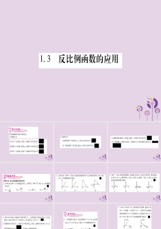 九年级数学上册 第1章 反比例函数 13 反比例函数的应用作业课件 (新版)湘教版 课件
