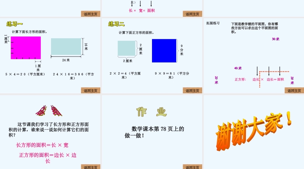 小学数学北师大2011课标版三年级长方形和正方形的面积-(3)