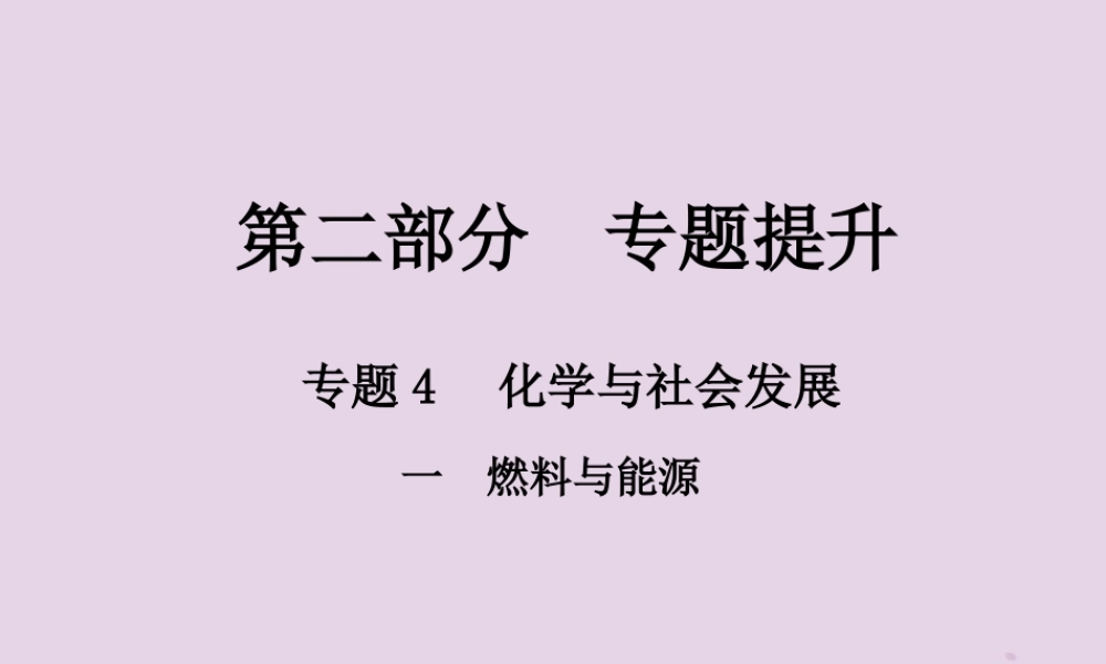 中考化学总复习 第二部分 专题提升 专题4 化学与社会发展 一 燃料与能源课件