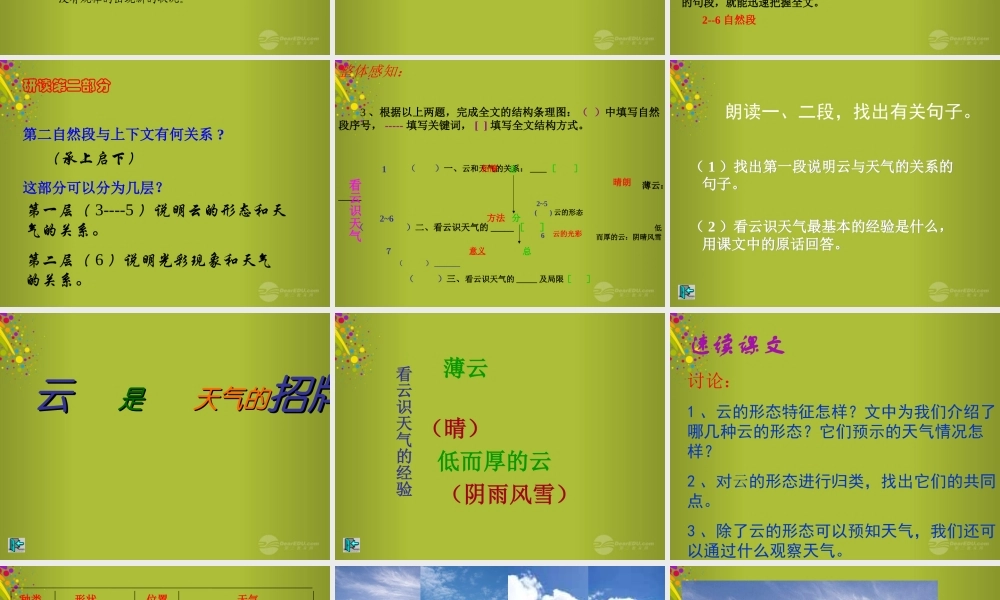 中学七年级语文上册 第22课(看云识天气)课件2 (新版)新人教版 课件