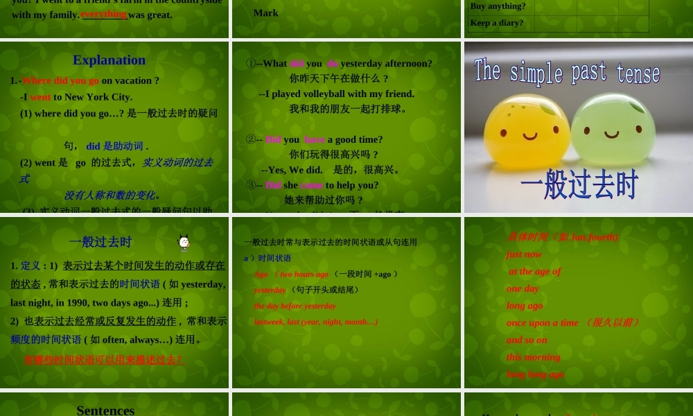 八年级英语上册 Unit 1 Where did you go on vacation Section A 2课件 (新版)人教新目标版 课件