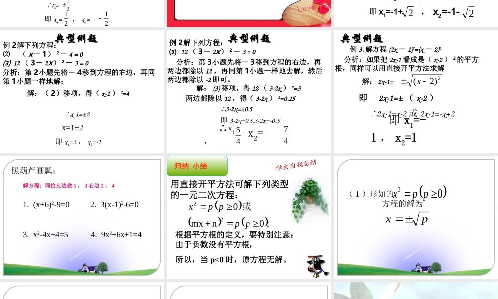 《直接开平方法解一元二次方程》