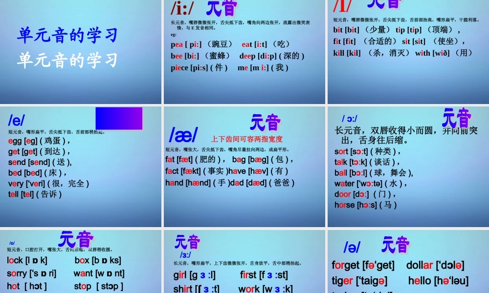 七年级英语上册 国际音标突破教学课件 (新版)人教新目标版 课件