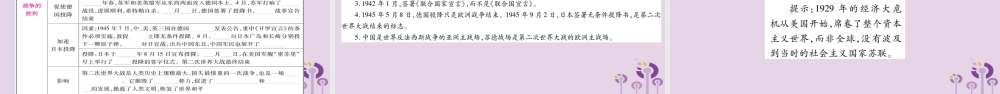 中考历史复习 第一篇 教材系统复习 第4板块 世界历史 第8单元 第30课和第9单元 经济大危机和第二次世界大战(讲解)课件
