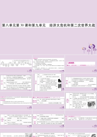 中考历史复习 第一篇 教材系统复习 第4板块 世界历史 第8单元 第30课和第9单元 经济大危机和第二次世界大战(讲解)课件