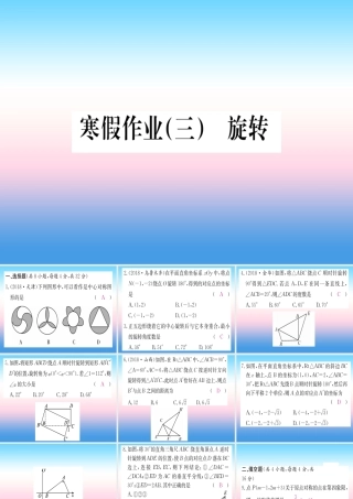 九年级数学下册 寒假作业(三)旋转课堂导练课件(含中考真题)(新版)新人教版 课件