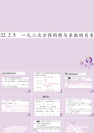 九年级数学上册 第22章 一元二次方程 222 一元二次方程的解法 2225 一元二次方程的根与系数的关系课件 (新版)华东师大版 课件