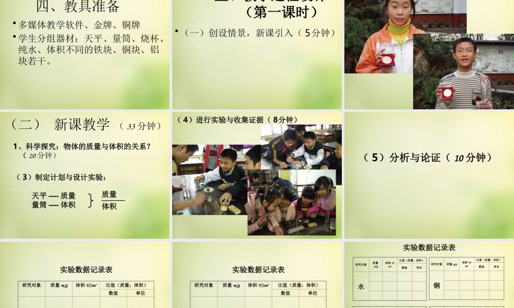 八年级物理全册 5.3 科学探究 物质的密度课件 (新版)沪科版 课件