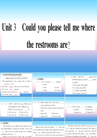 九年级英语全册 寒假作业 Unit 3 Could you please tell me where the restrooms are课堂导练课件(含中考真题)(新版)人教新目标版 课件