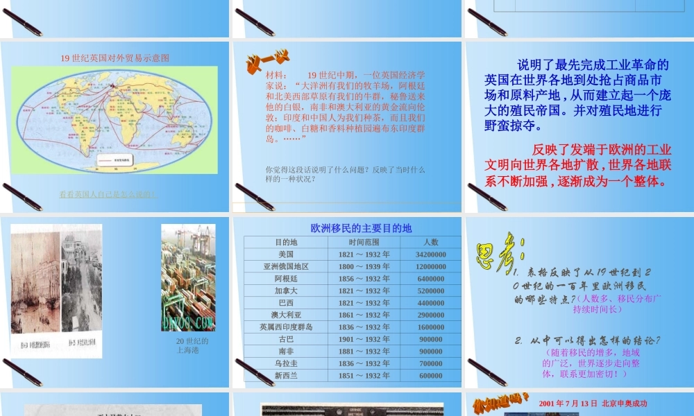 八年级历史与社会下册 第六单元第二课(整体世界的最终形成)课件 人教新课标版 课件