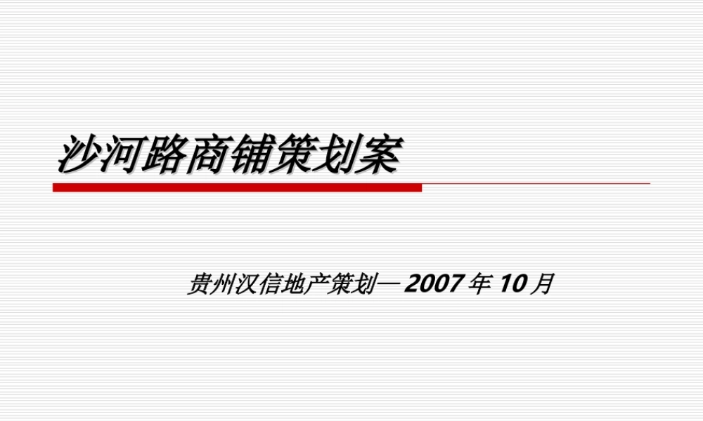 2007年遵义市沙河路商铺策划案