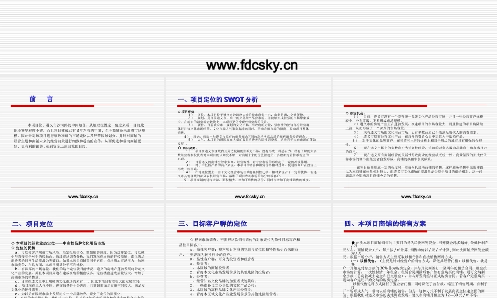 2007年遵义市沙河路商铺策划案