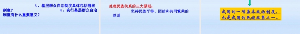 九年级政治 适合国情的政治制度第二课时民族区域自治制度和基层群众自治制度课件 粤教版 课件