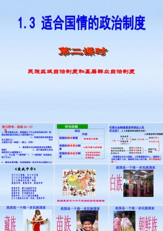 九年级政治 适合国情的政治制度第二课时民族区域自治制度和基层群众自治制度课件 粤教版 课件