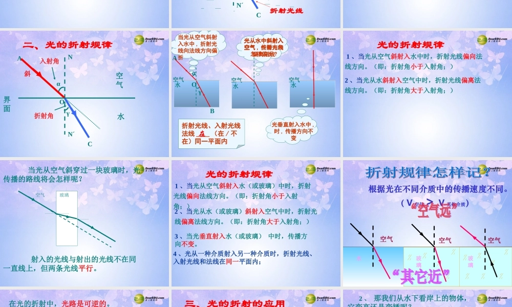 八年级物理上册 4.1 光的折射课件 苏科版 课件