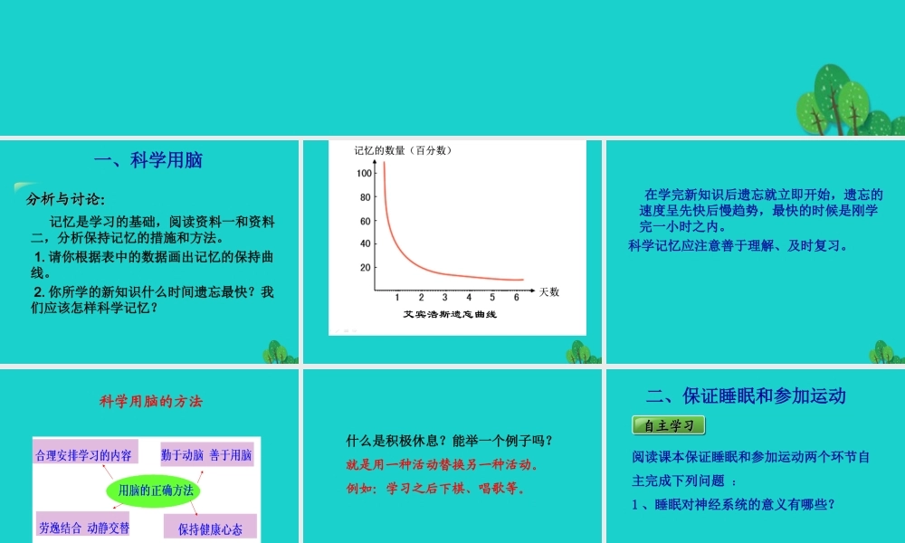 七年级生物下册 第三单元 第五章 第五节 神经系统的卫生保健课件 (新版)济南版 课件