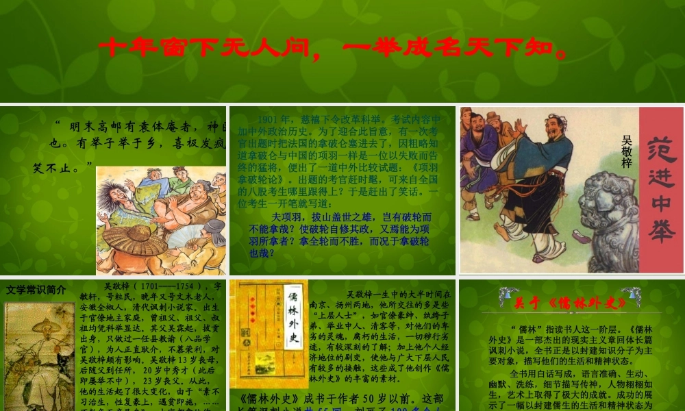 山东省无棣县第一实验学校九年级语文上册 19 范进中举课件 新人教版 课件