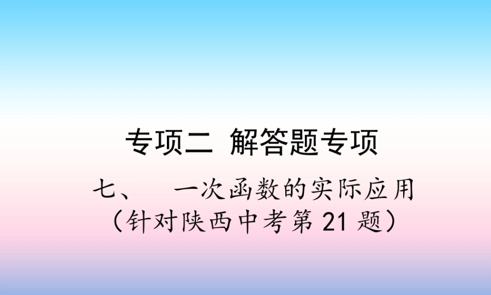 中考数学复习 专项二 解答题专项 七、一次函数的实际应用课件