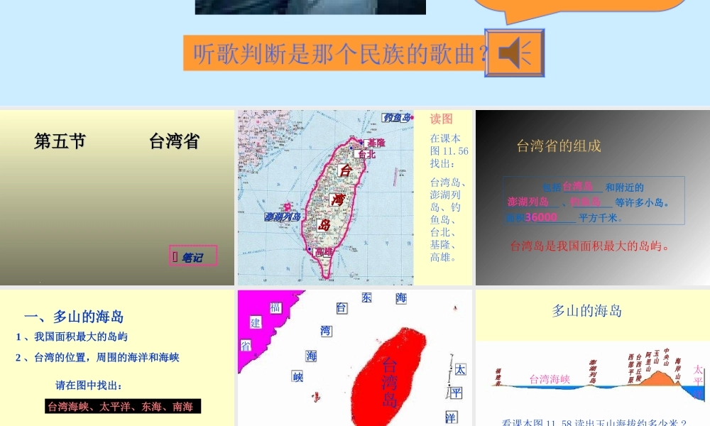 初中中国地理部分 台湾省1 课件
