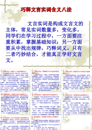 巧释文言实词含义八法