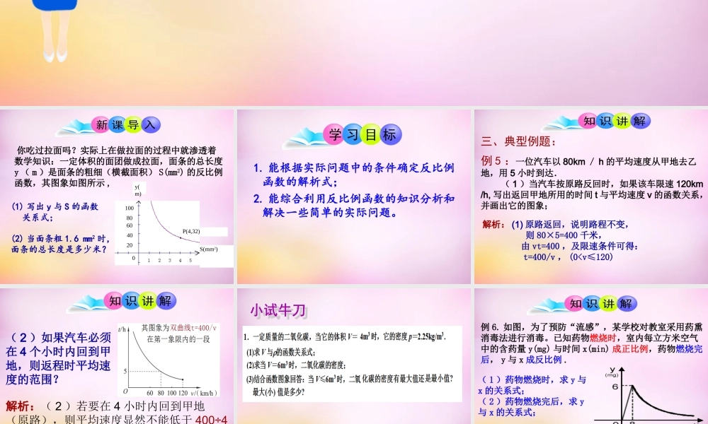 九年级数学下册 52 反比例函数(第4课时)课件 (新版)青岛版 课件