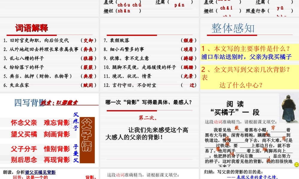 初中八年级语文上册背影课件人教版