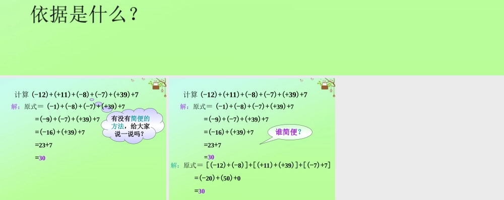 七年级数学上册 第二章 有理数 2.6 有理数的加法 有理数加法的运算律问题探讨素材 (新版)华东师大版 素材