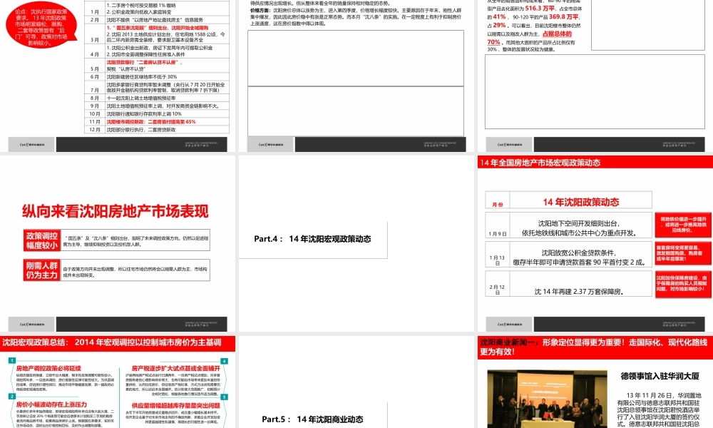 2014年沈阳房地产市场政策动态分析