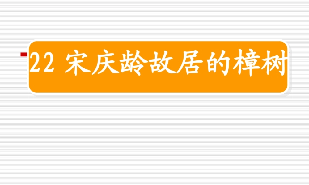 22宋庆龄故居的樟树PPT