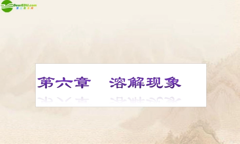 中考化学复习方案 第6章溶解现象配套课件 上教版 课件