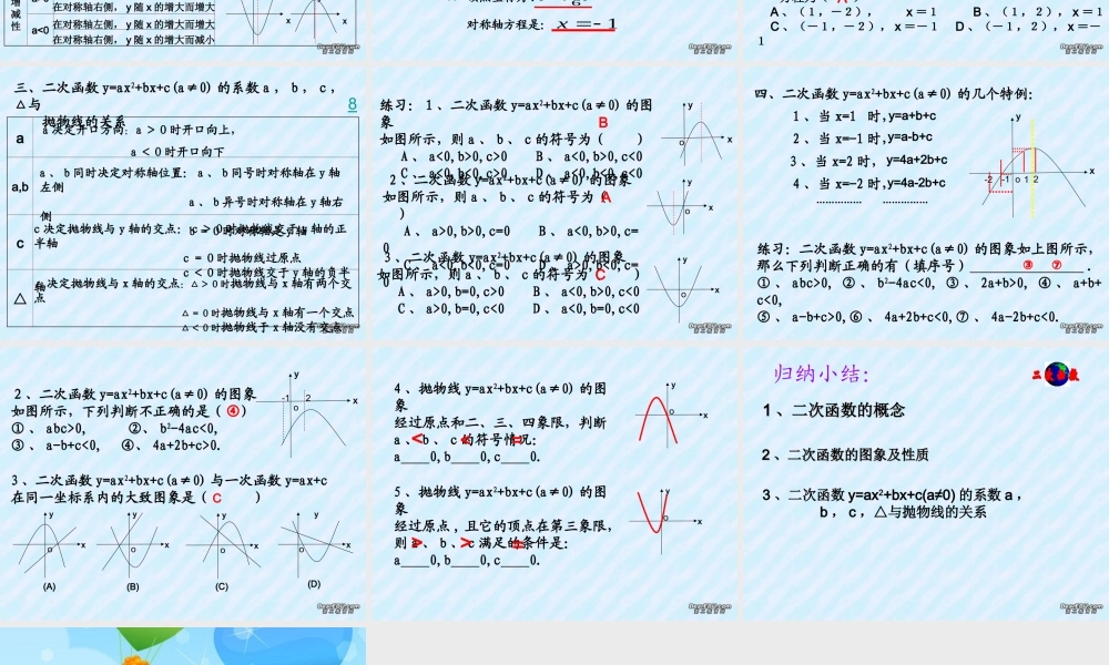初三数学二次函数复习课件 华东师大版 课件