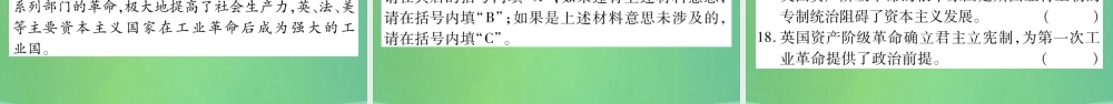 中考历史复习 第一篇 教材系统复习 4 世界古、近代史 第三学习主题 工业革命、马克思主义的诞生和反殖民斗争习题课件