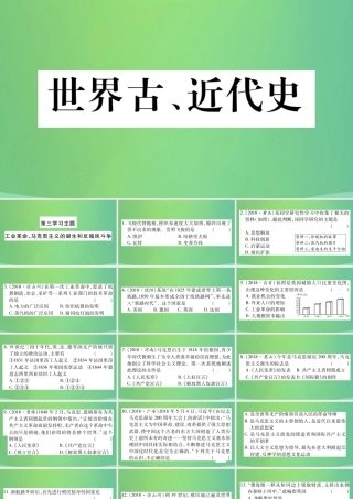 中考历史复习 第一篇 教材系统复习 4 世界古、近代史 第三学习主题 工业革命、马克思主义的诞生和反殖民斗争习题课件